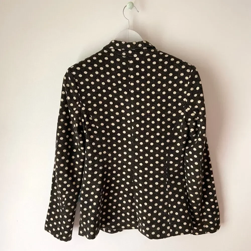 Anthropologie Cartonnier Gray And White Polka-Dot Blazer Size Small